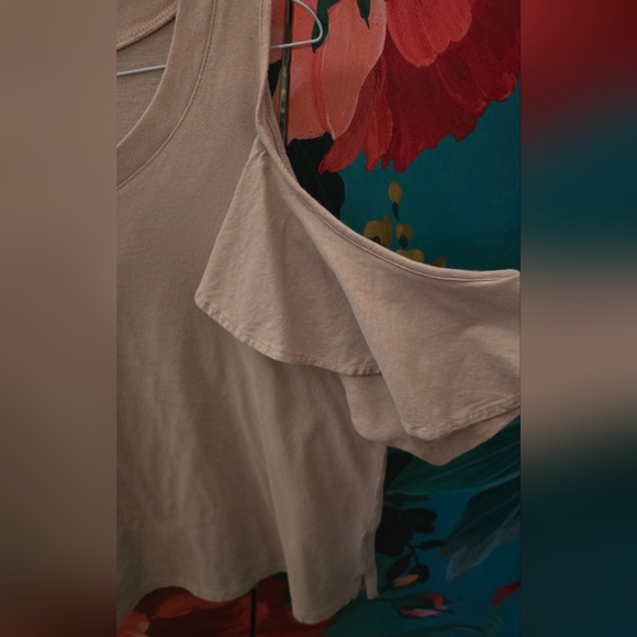 Adorable Open Shoulder Ruffled Short Sleeve Lavender T-shirt from Free People - Picture 2 of 6